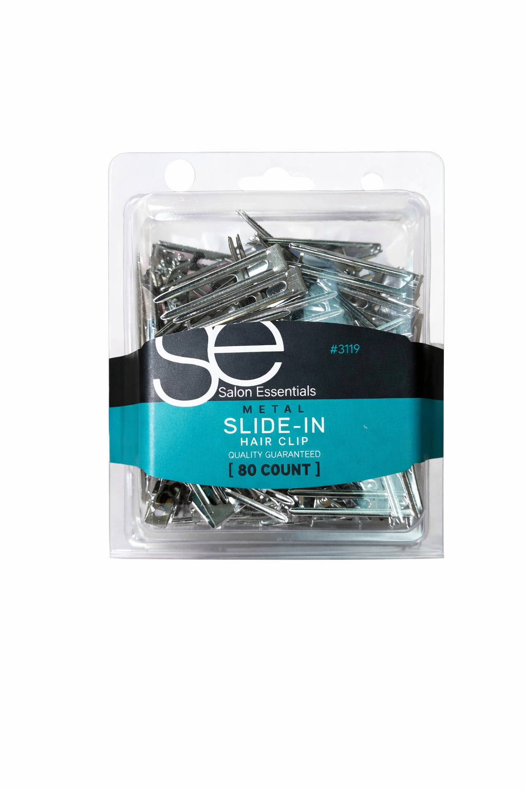 Salon Essentials Metal Slide-In Hair Clips – 80 Count (Professional Styling Clips)